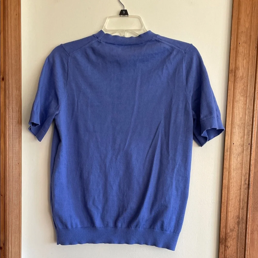 J. CREW Women's Blue Crew Neck Short Sleeve Pullover Sweater M